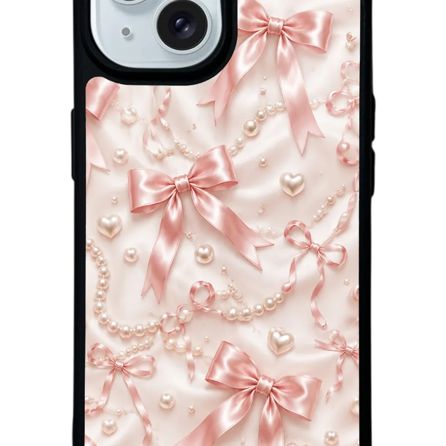 Blush Pearl Bow Glossy Telefon Kılıfı