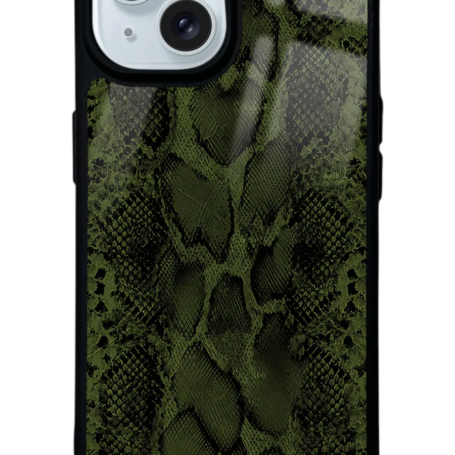Yeşil Deri Glossy Telefon Kılıfı