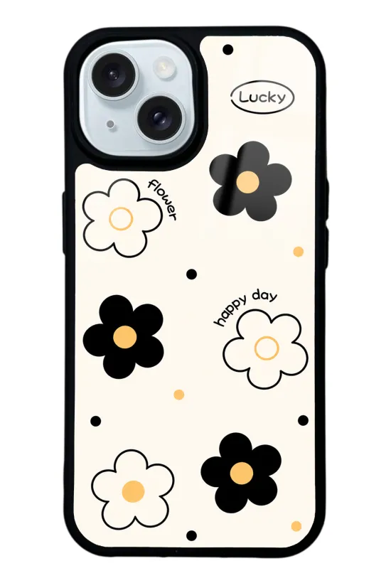 White Lucky Happy Day Glossy Telefon Kılıfı