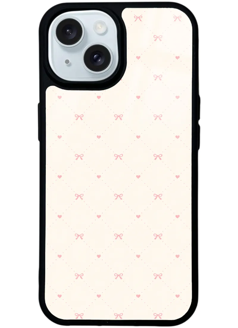 Cream Pink Coquette Pattern Glossy Telefon Kılıfı Cream Pink Coquette Pattern Glossy Telefon Kılıfı