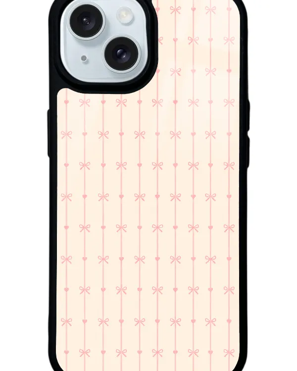 Krem Coquette Pattern Glossy Telefon Kılıfı