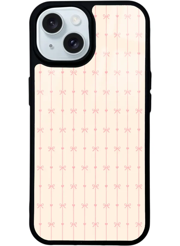 Krem Coquette Pattern Glossy Telefon Kılıfı