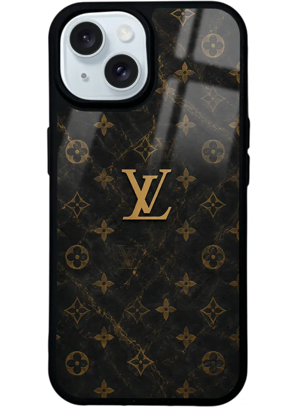 Black Mermer Gold LV Glossy Telefon Kılıfı