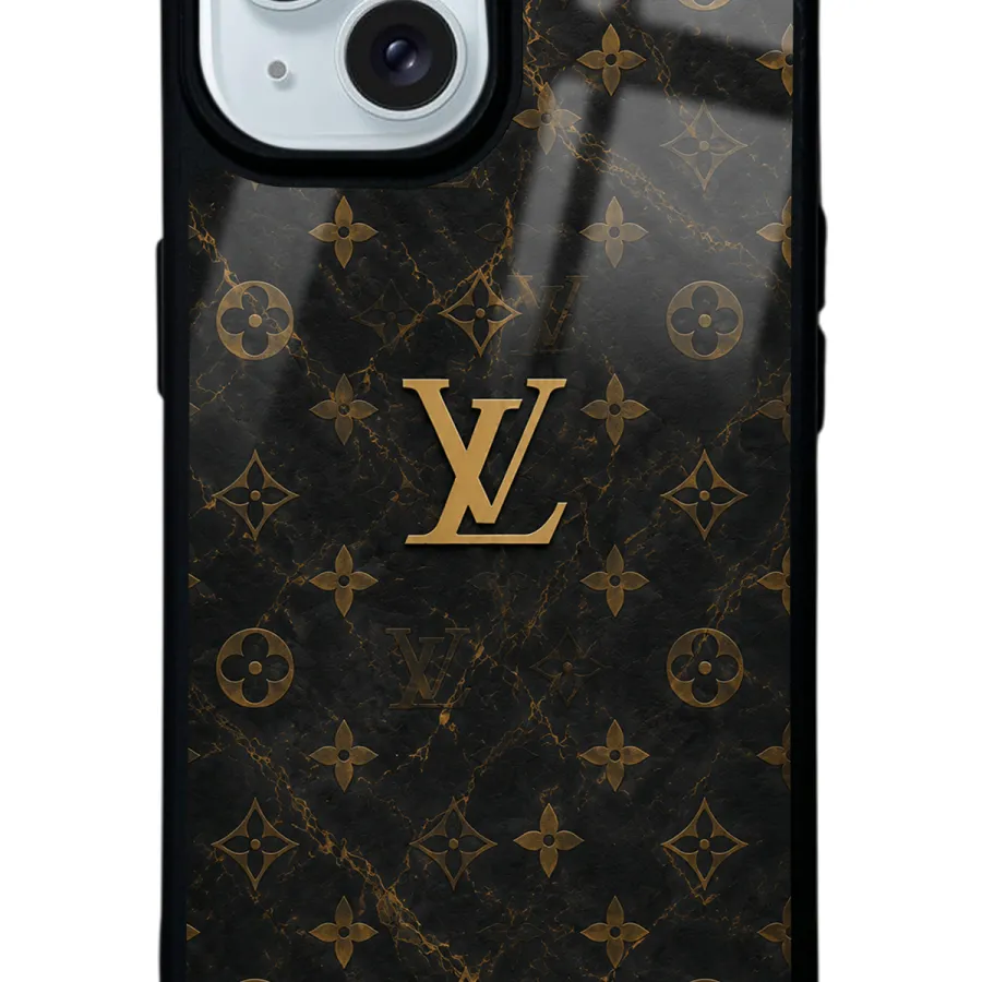 Black Mermer Gold LV Glossy Telefon Kılıfı Black Mermer Gold LV Glossy Telefon Kılıfı