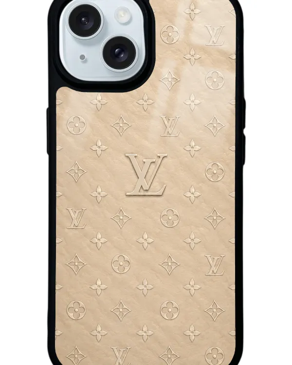 Bej Gold LV Glossy Telefon Kılıfı