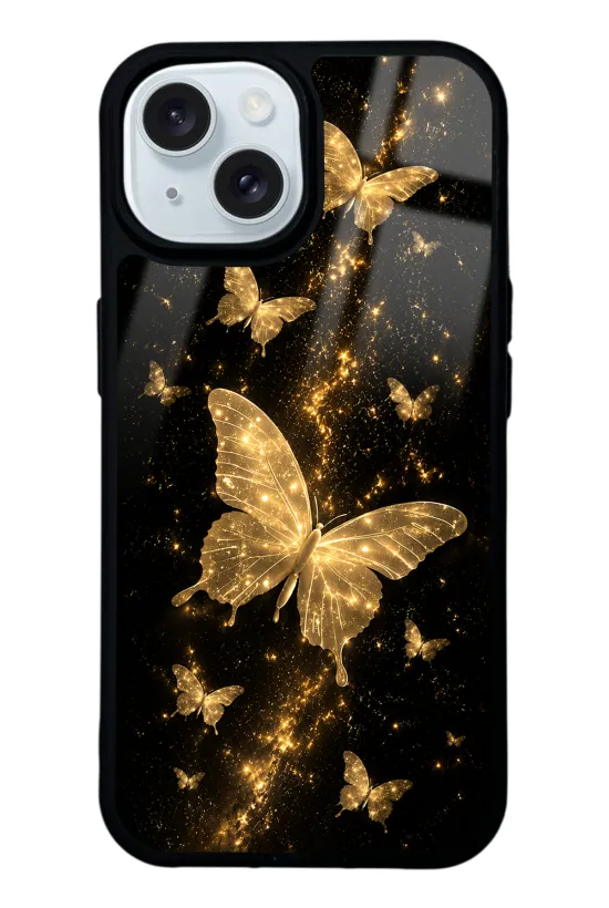 Yellow Galaxy Butterfly Glossy Telefon Kılıfı