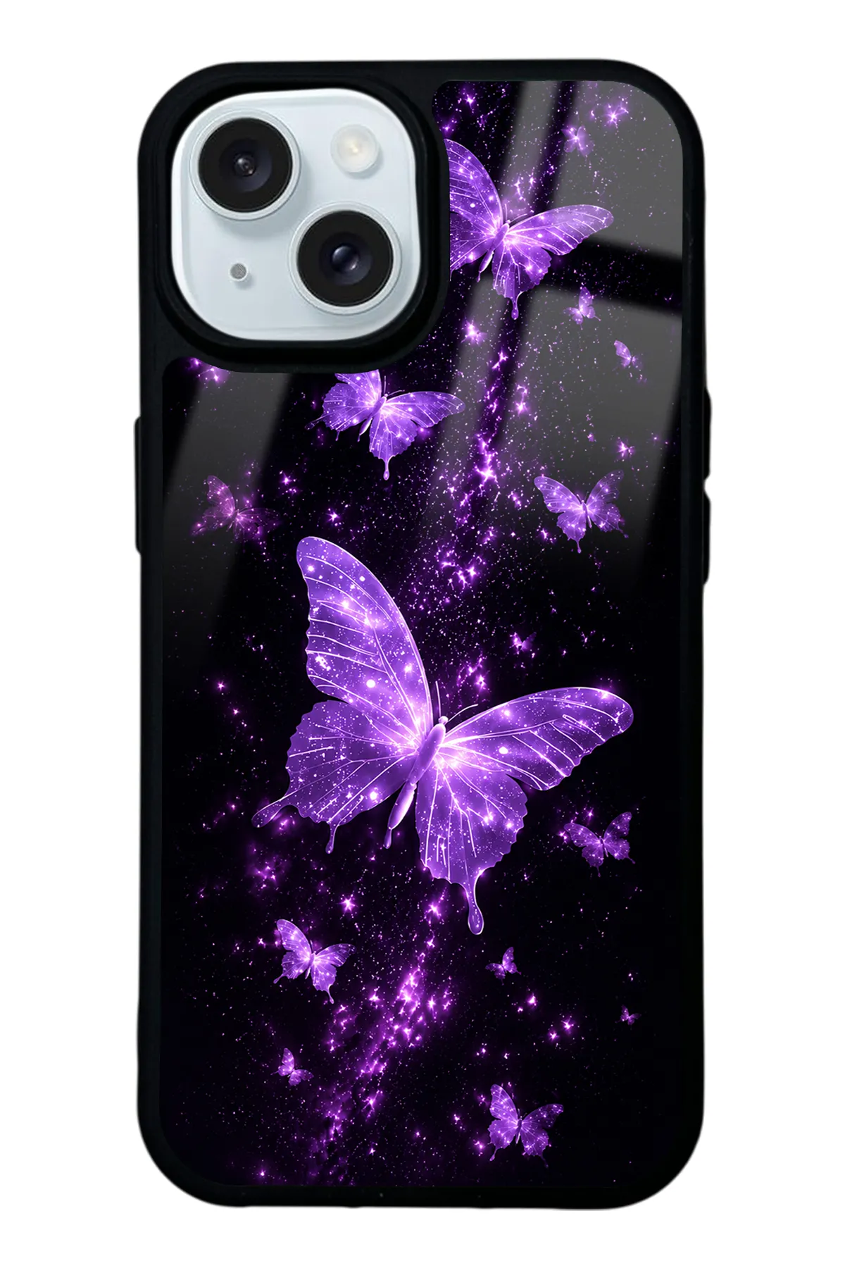 Purple Galaxy Butterfly Glossy Telefon Kılıfı