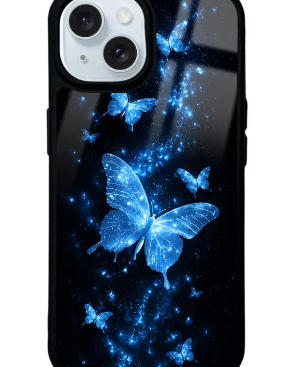 Blue Galaxy Butterfly Glossy Telefon Kılıfı