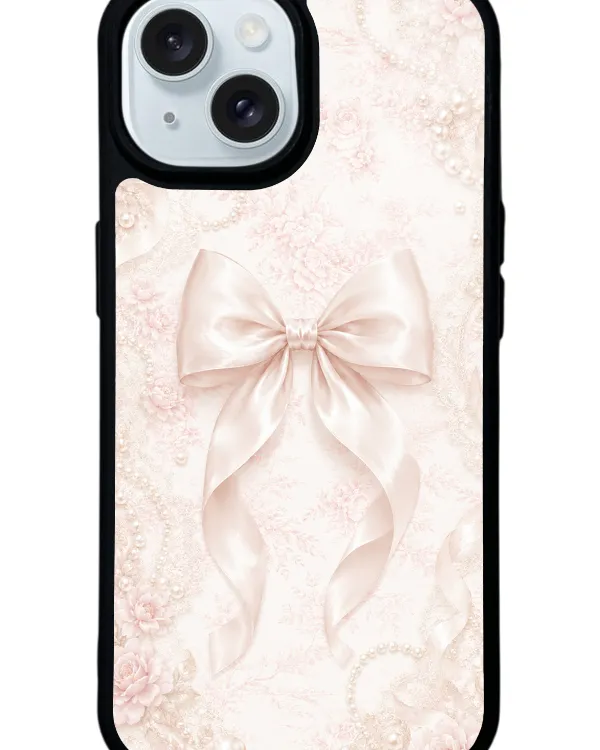 Blush Pearl Bow Glossy Telefon Kılıfı