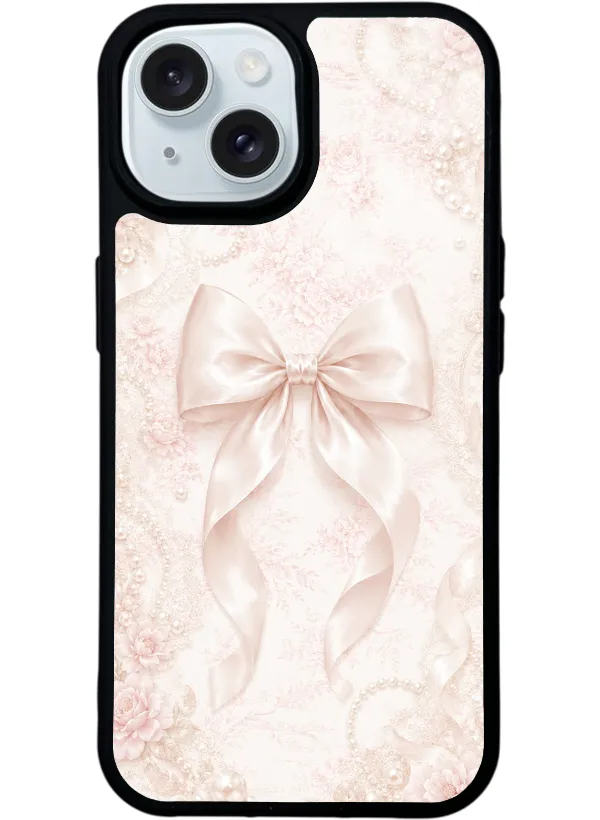 Blush Pearl Bow Glossy Telefon Kılıfı