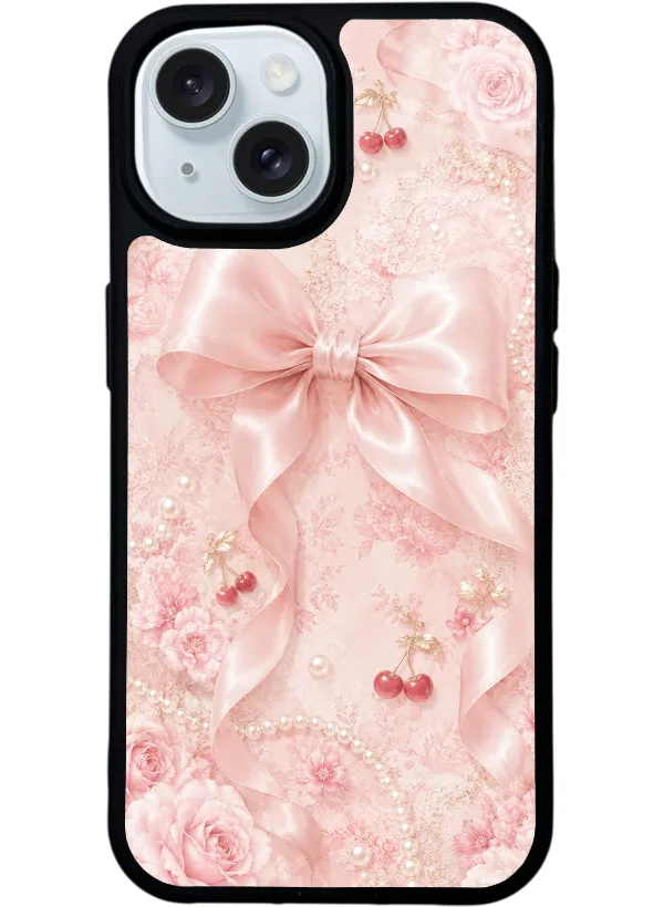 Cherry Blush Bow Glossy Telefon Kılıfı