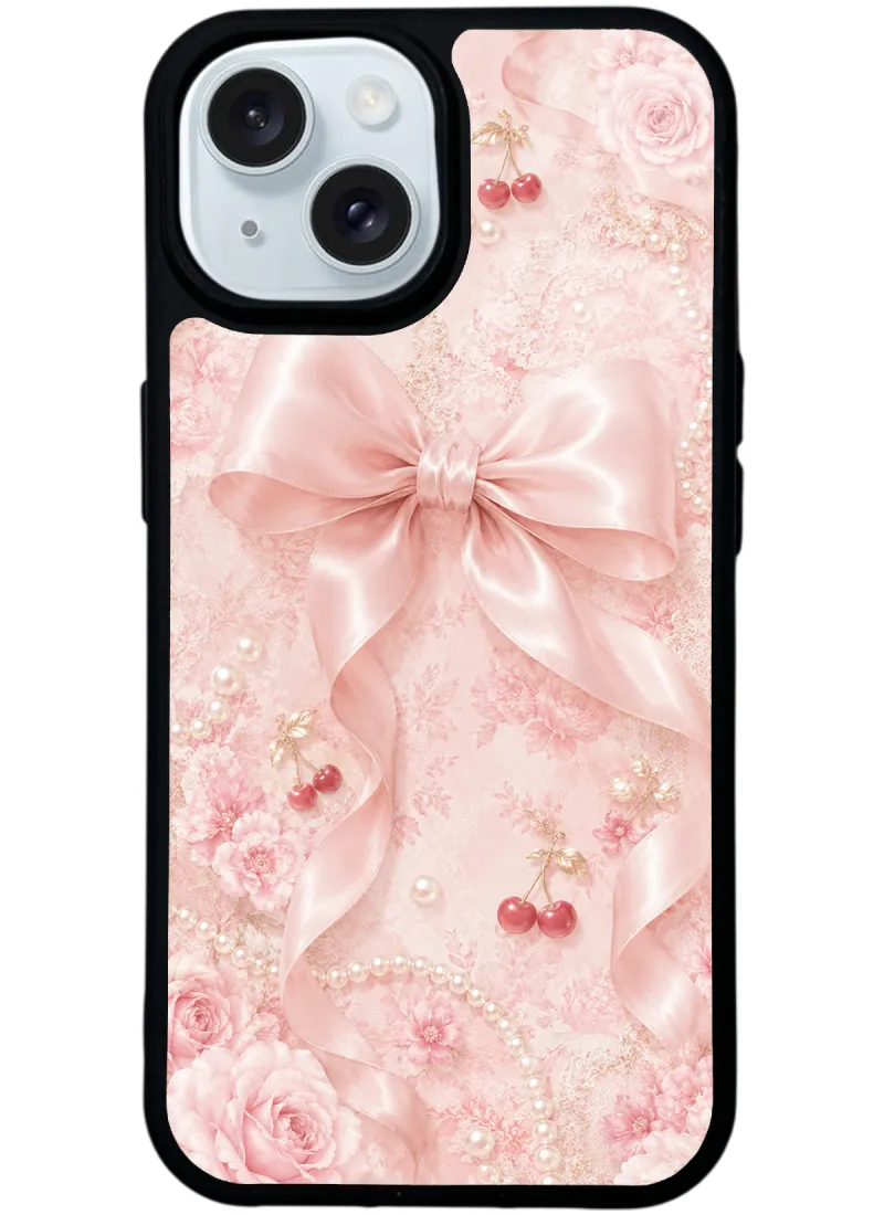 Cherry Blush Bow Glossy Telefon Kılıfı