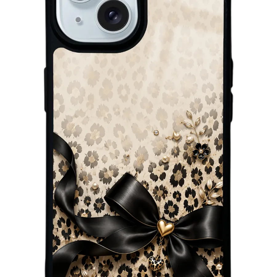 Golden Leopard Bow Glossy Telefon Kılıfı Golden Leopard Bow Glossy Telefon Kılıfı
