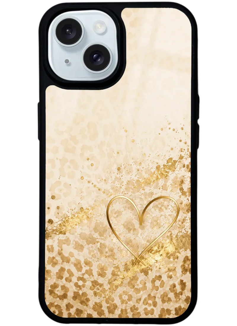 Golden Heart Glow Glossy Telefon Kılıfı Golden Heart Glow Glossy Telefon Kılıfı