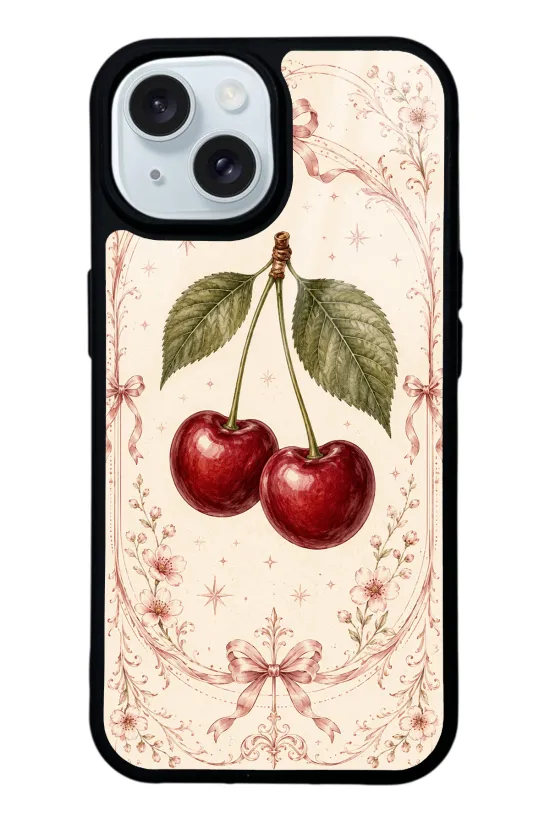 Vintage Cherry Blossom Glossy Telefon Kılıfı