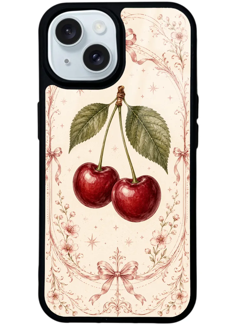 Vintage Cherry Blossom Glossy Telefon Kılıfı