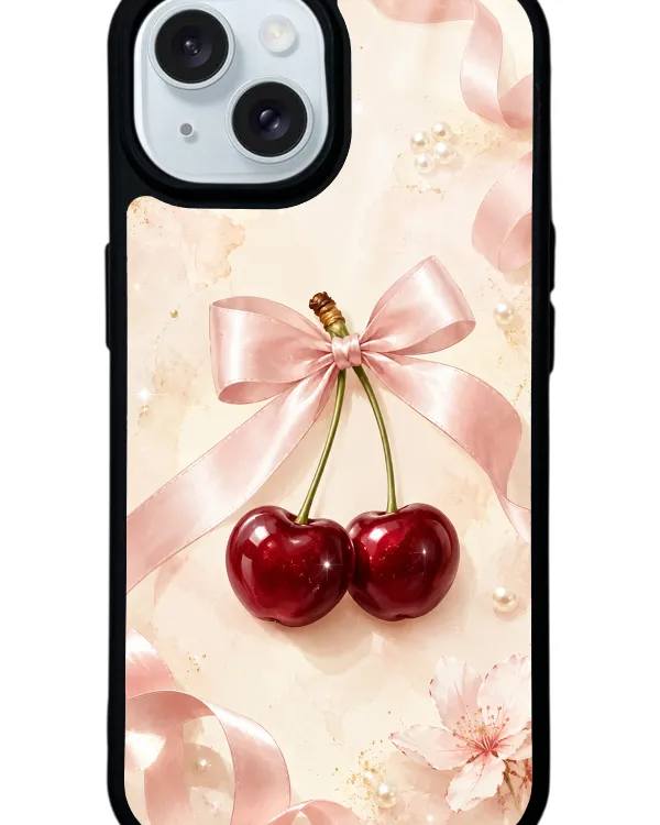 Cherry Pearl Ribbon Glossy Telefon Kılıfı