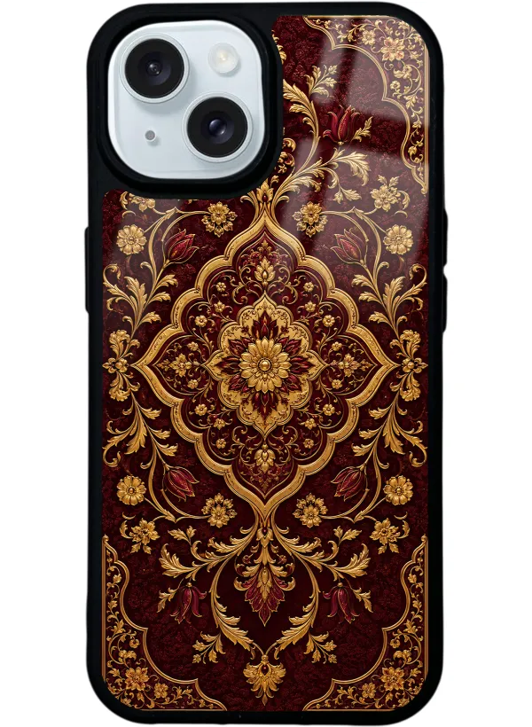 Burgundy Ottoman Gold Glossy Telefon Kılıfı
