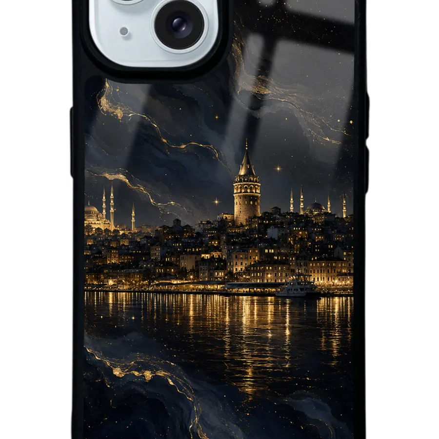 Golden Galata Night Glossy Telefon Kılıfı Golden Galata Night Glossy Telefon Kılıfı
