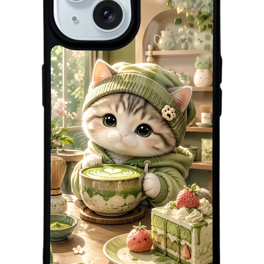 Matcha Kitty Café Glossy Telefon Kılıfı Matcha Kitty Café Glossy Telefon Kılıfı