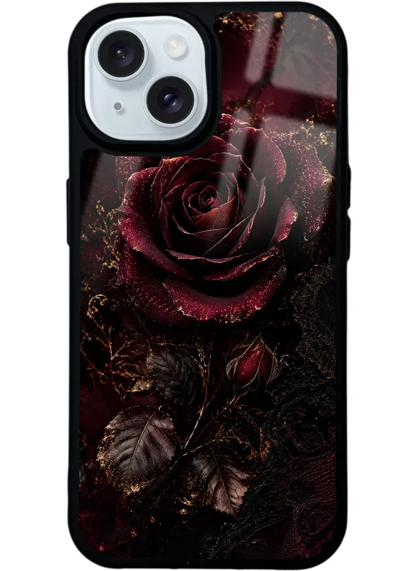 Midnight Velvet Rose Glossy Telefon Kılıfı