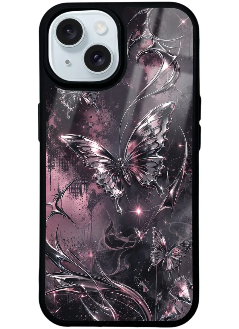Rose Chrome Butterfly Glossy Telefon Kılıfı Rose Chrome Butterfly Glossy Telefon Kılıfı