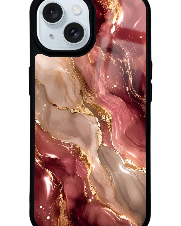 Burgundy Gold Marble Glossy Telefon Kılıfı