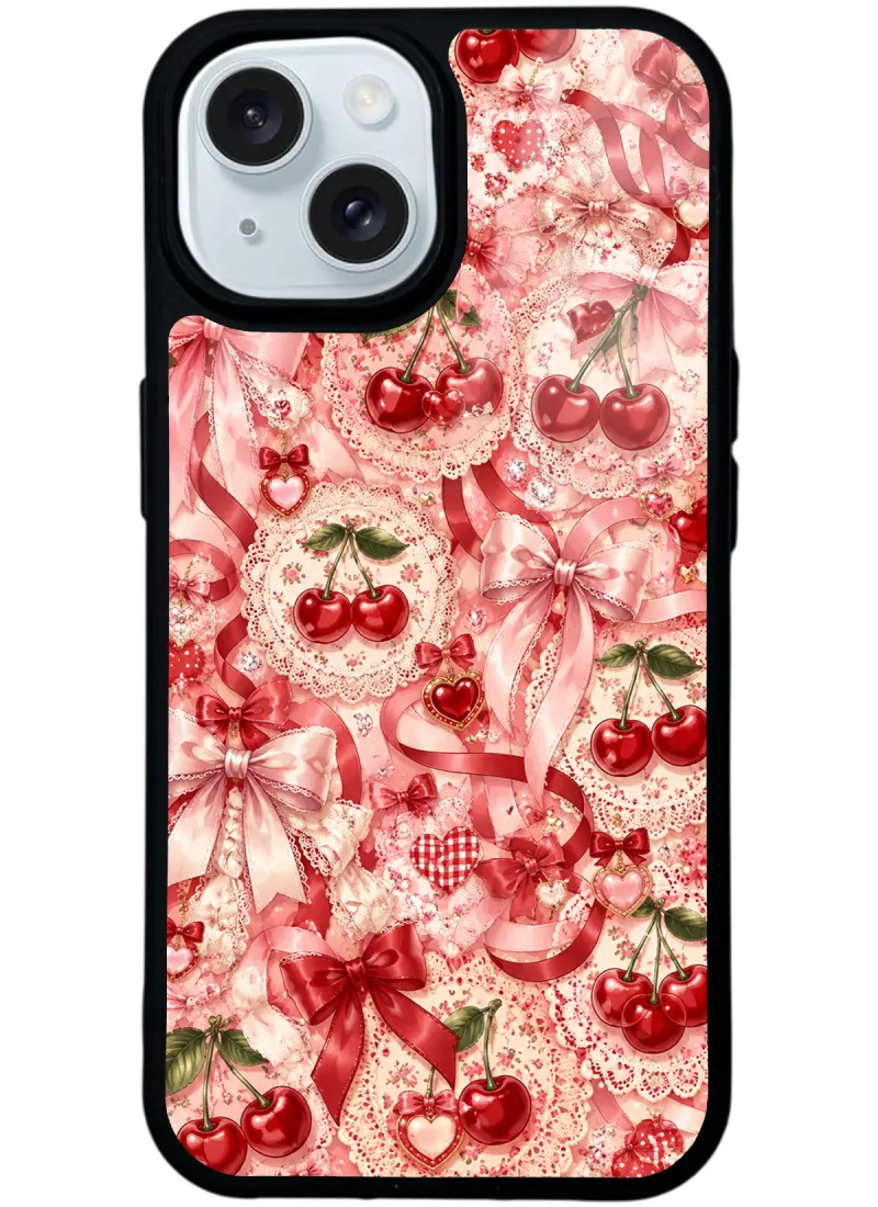 Cherry Lace Fantasy Glossy Telefon Kılıfı Cherry Lace Fantasy Glossy Telefon Kılıfı