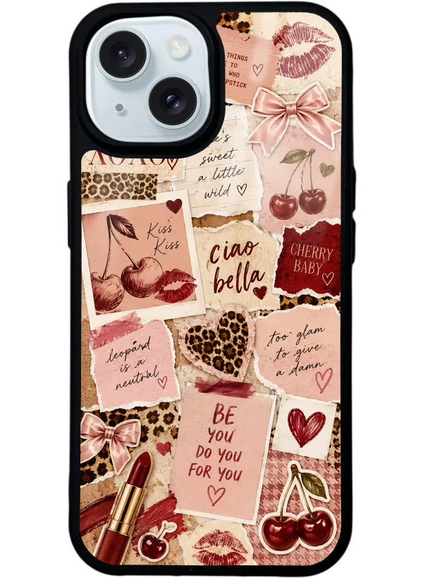 Cherry Leopard Notes Glossy Telefon Kılıfı