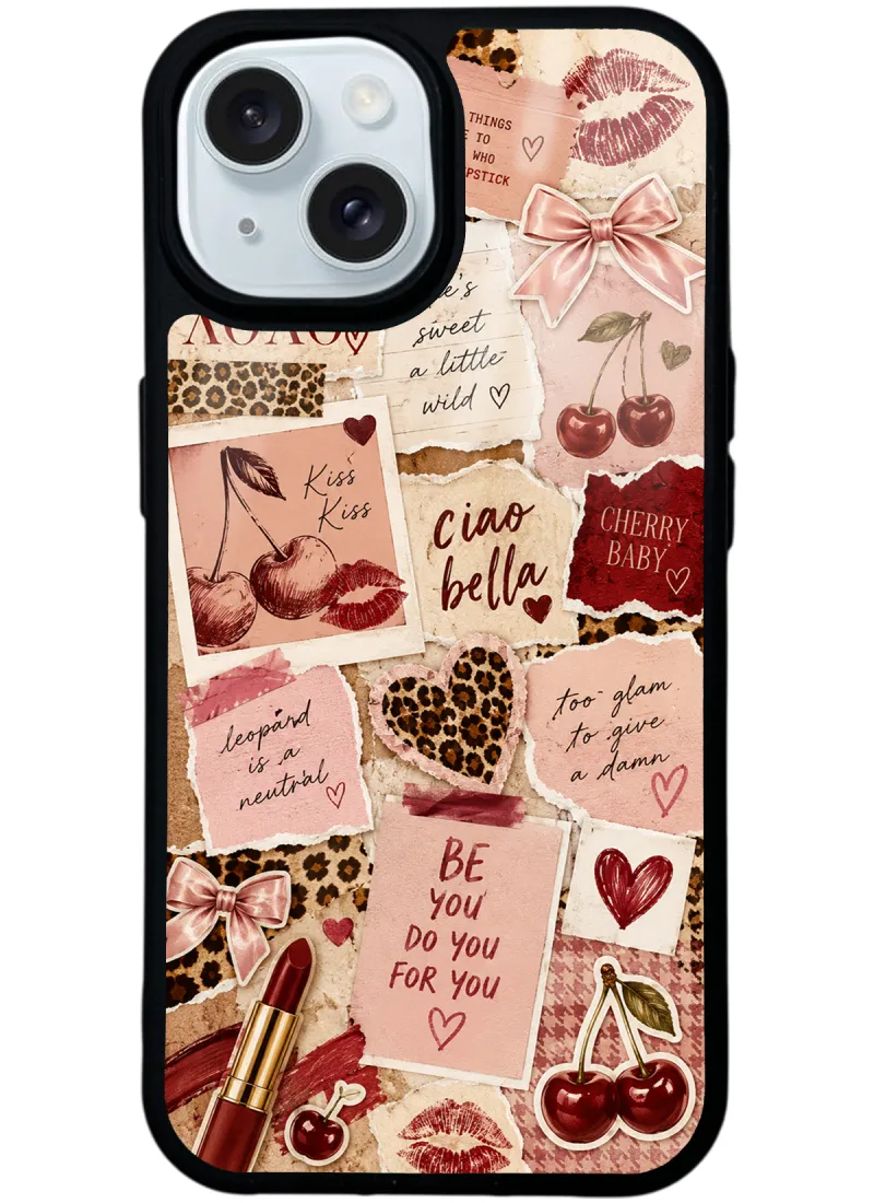 Cherry Leopard Notes Glossy Telefon Kılıfı