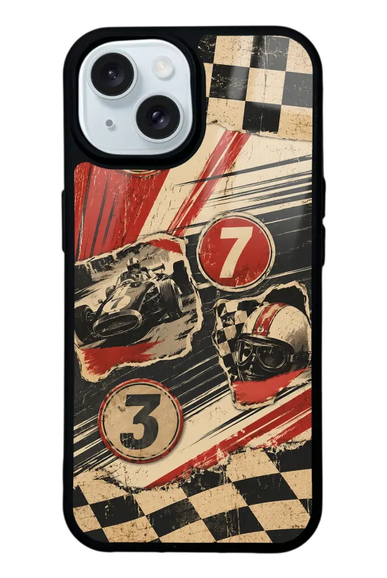 Retro Racing No. 7 Glossy Telefon Kılıfı
