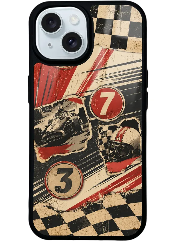 Retro Racing No. 7 Glossy Telefon Kılıfı