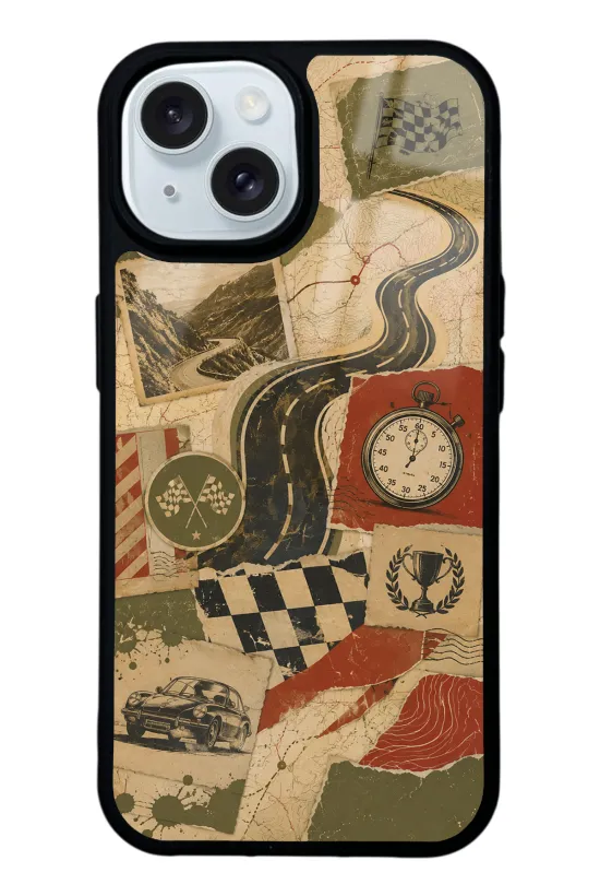 Retro Road Racing Glossy Telefon Kılıfı