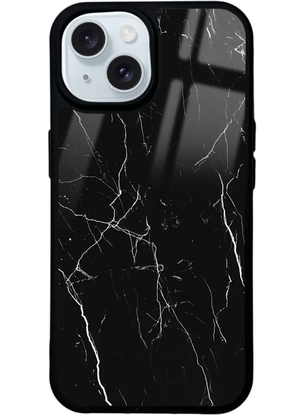 Siyah Mermer Glossy Telefon Kılıfı