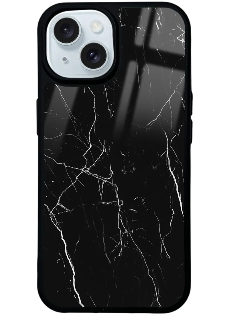Siyah Mermer Glossy Telefon Kılıfı