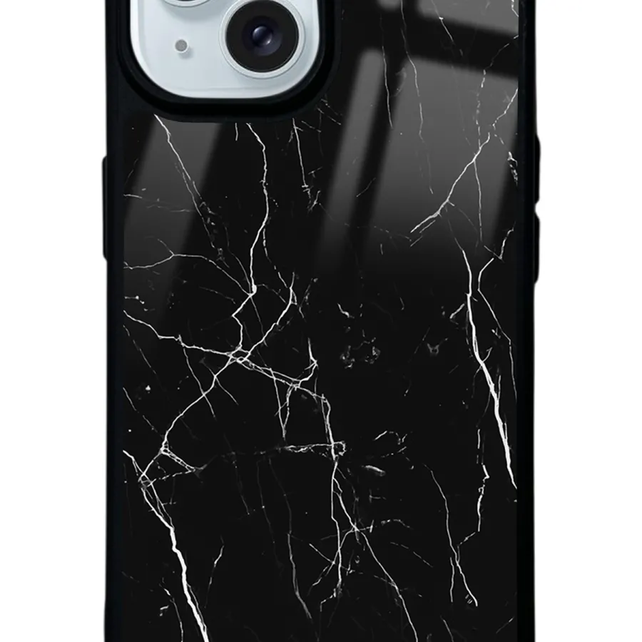 Siyah Mermer Glossy Telefon Kılıfı