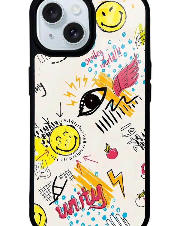 Doodle Emoji Glossy Telefon Kılıfı