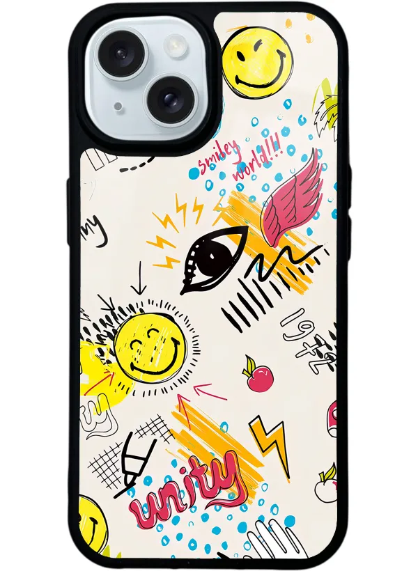 Doodle Emoji Glossy Telefon Kılıfı