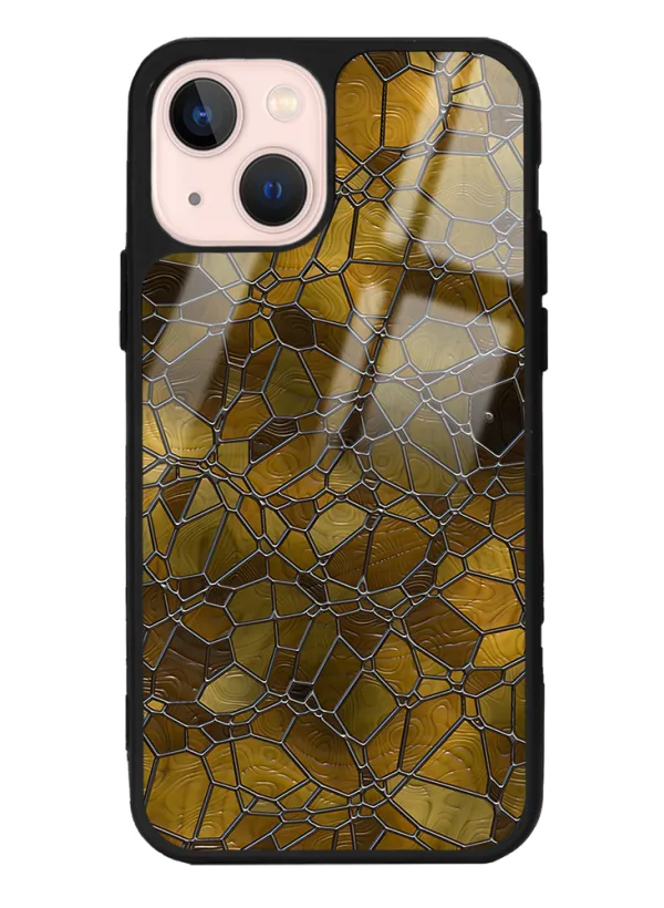 Kahve Geometrik Tasarımlı Glossy Telefon Kılıfı