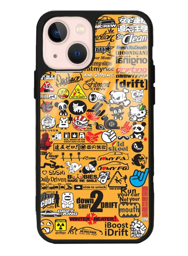 Yellow Sticker Tasarımlı Glossy Telefon Kılıfı