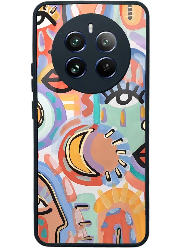 Oppo Realme 12 Pro Plus Suluboya Retro Göz Tasarımlı Glossy Telefon Kılıfı