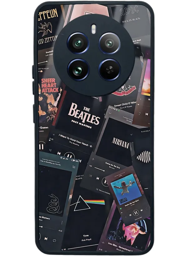 Oppo Realme 12 Pro Plus Retro Music Tasarımlı Glossy Telefon Kılıfı