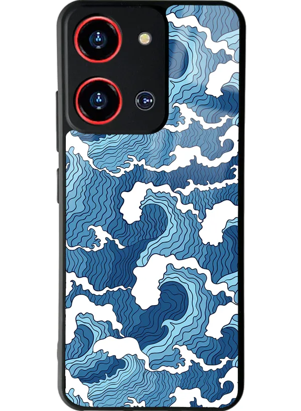 Reeder S19 Max Pro S Zoom Mavi Dalga Tasarımlı Glossy Telefon Kılıfı