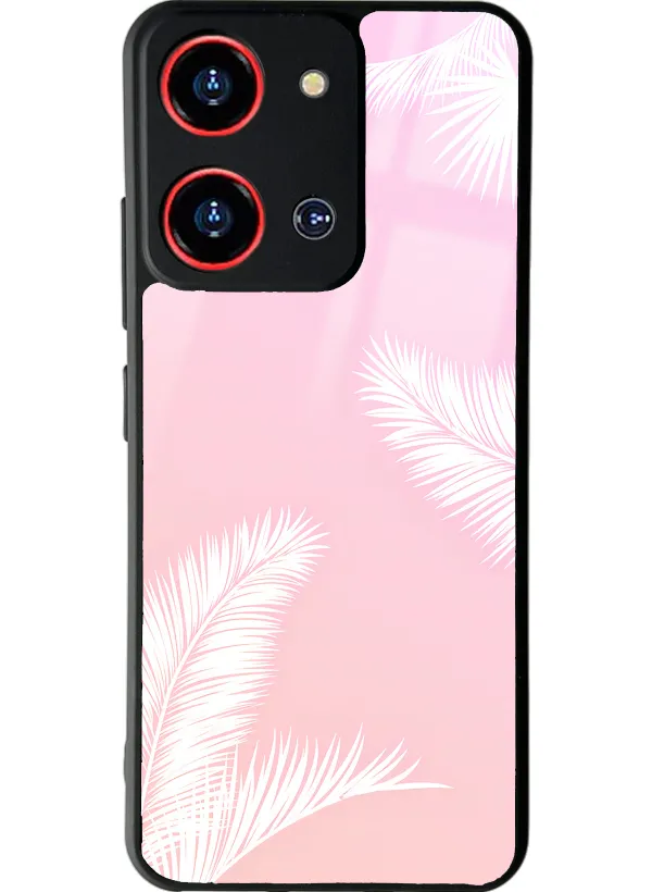 Reeder S19 Max Pro S Zoom Beyaz Palmiye Tasarımlı Glossy Telefon Kılıfı