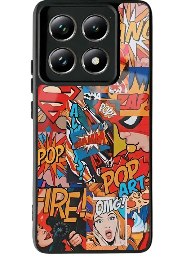 Xiaomi Mi 14 T Pro Retro Comics Tasarımlı Glossy Telefon Kılıfı