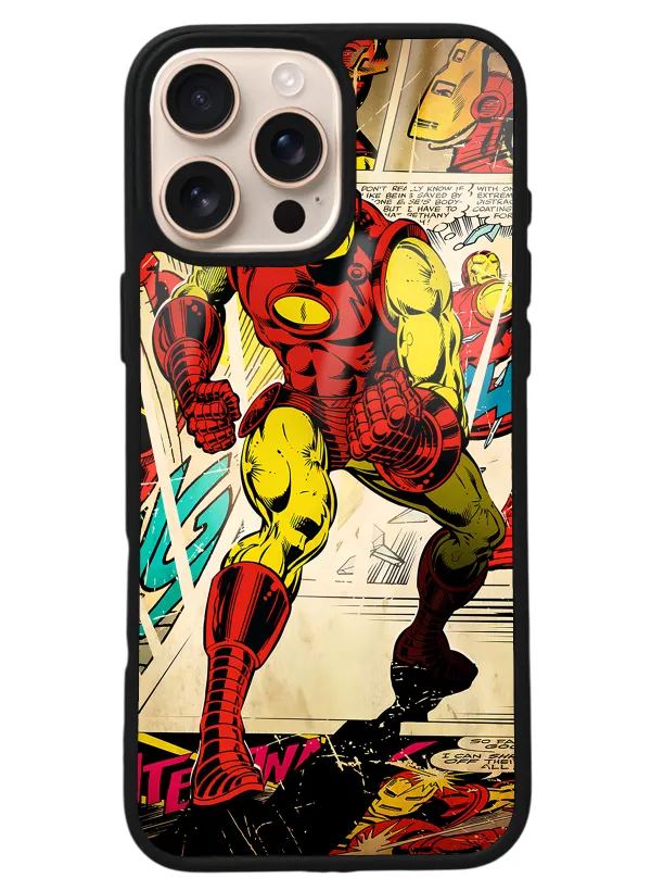 iPhone 16 Pro Max iron Man Demir Adam Tasarımlı Glossy Telefon Kılıfı