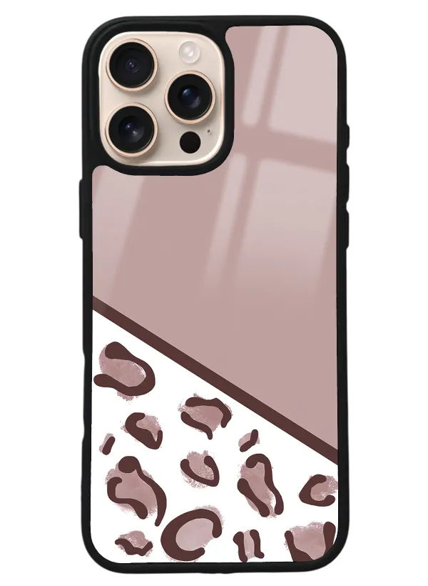iPhone 16 Pro Max Kahve Leopar Tasarımlı Glossy Telefon Kılıfı