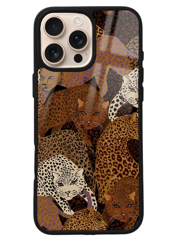 iPhone 16 Pro Max Leoparlar Tasarımlı Glossy Telefon Kılıfı