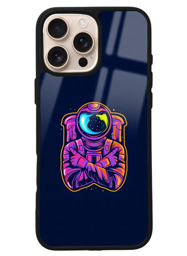 iPhone 16 Pro Max Neon Astronot Tasarımlı Glossy Telefon Kılıfı
