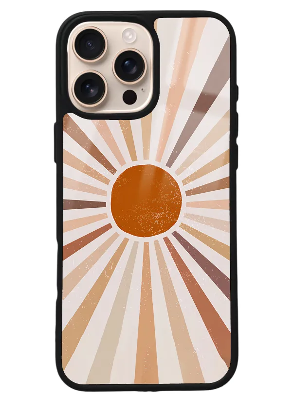 iPhone 16 Pro Max Retro Güneş Tasarımlı Glossy Telefon Kılıfı